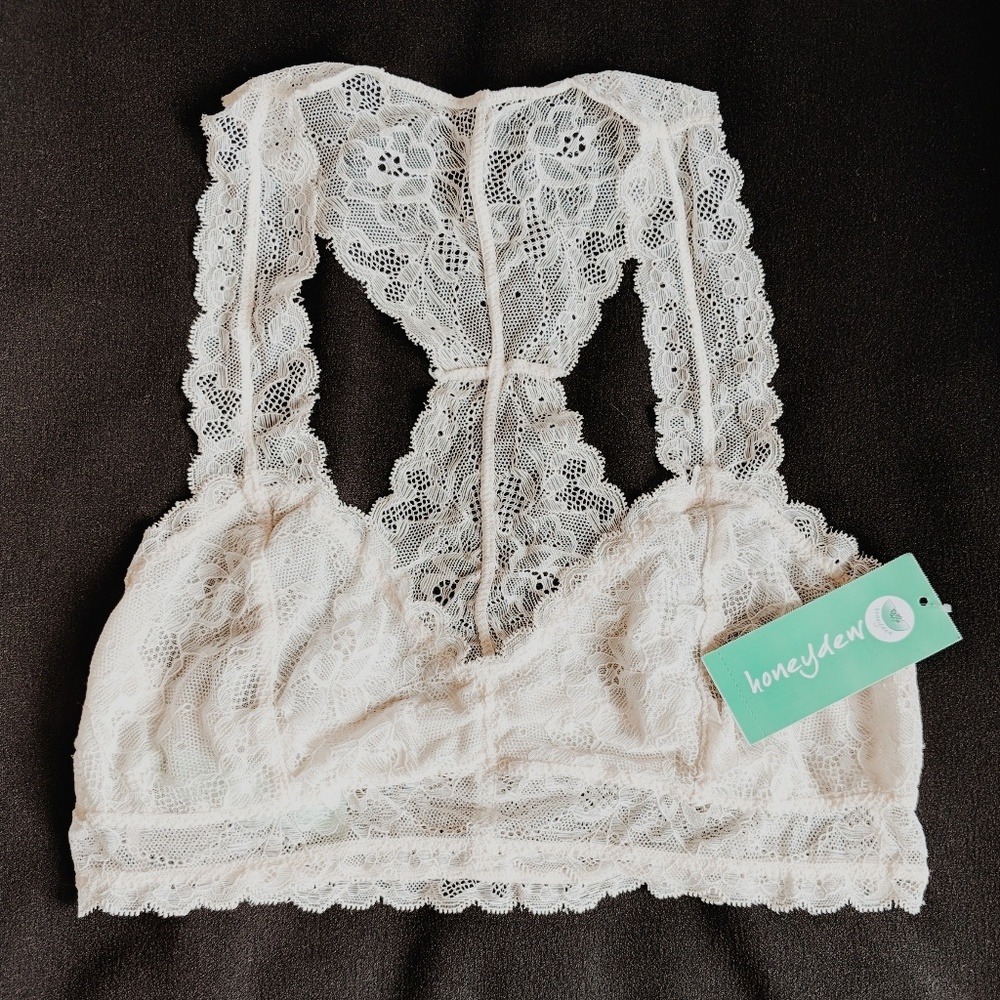 Blush Pink/Cream Racer Back Lace Bralette